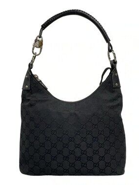 GUCCI GG 115003 Black Jacquard Leather Shoulder Bag